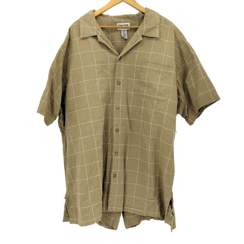 キングサイズ KINGSIZE 90S リネン混 オープンカラー S/S チェックシャツ チェックショーツ メンズ 3XL