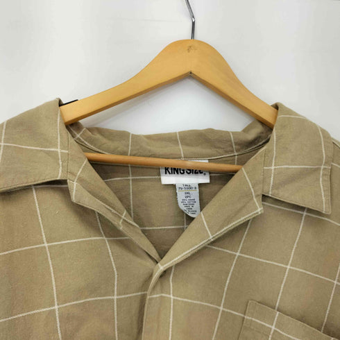 キングサイズ KINGSIZE 90S リネン混 オープンカラー S/S チェックシャツ チェックショーツ メンズ 3XL