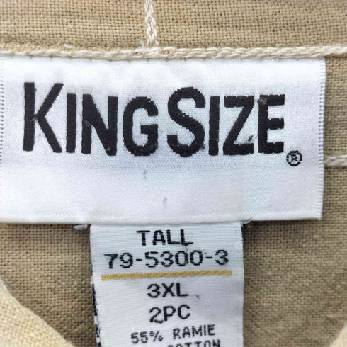 キングサイズ KINGSIZE 90S リネン混 オープンカラー S/S チェックシャツ チェックショーツ メンズ 3XL