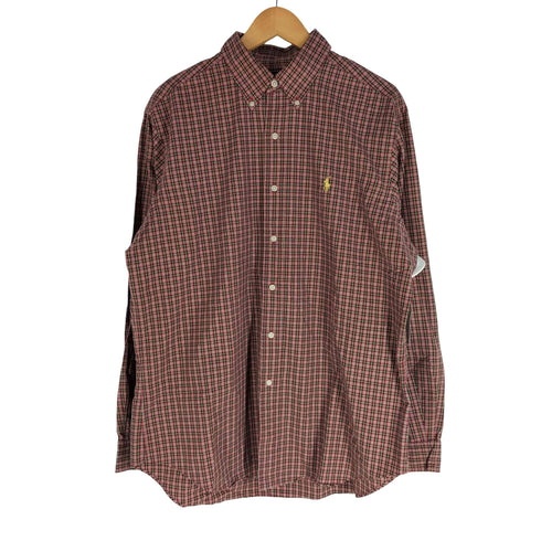 ラルフローレン RALPH LAUREN CLASSIC FIT チェック柄 ポニー刺繍 ボタンダウンシャツ メンズ import:L