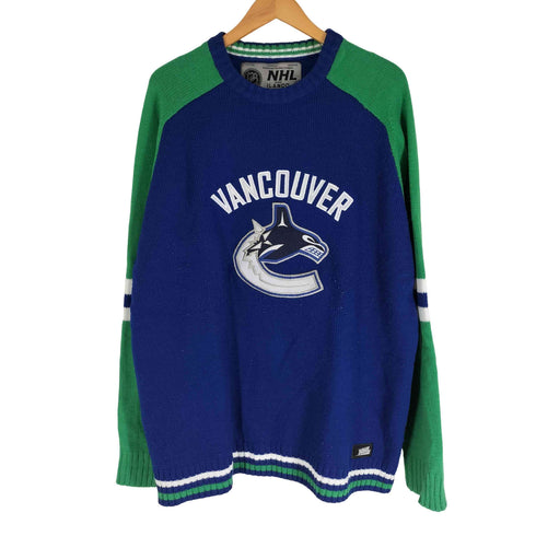 90s ILANCO NHL チームロゴ刺繍 ラグランニット メンズ import:XL