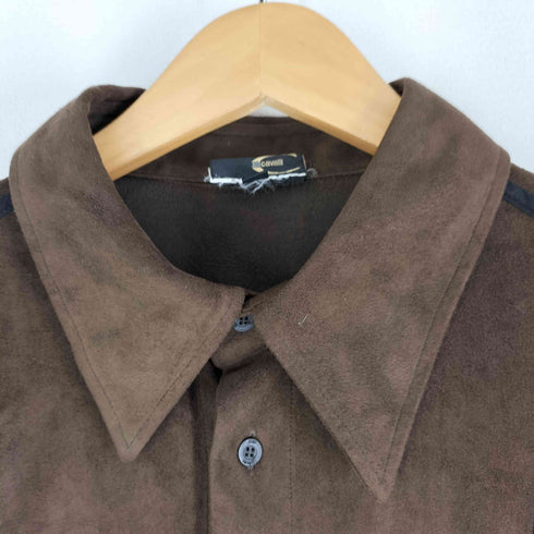 ジャストカヴァリ Just Cavalli パイピング デカ襟 スエードライクシャツ メンズ EUR:48