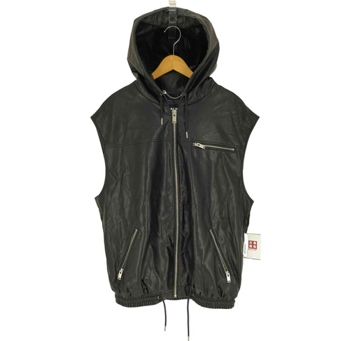 ザラ ZARA フェイクレザー ノースリーブ ジップパーカー ジャケット メンズ import:M