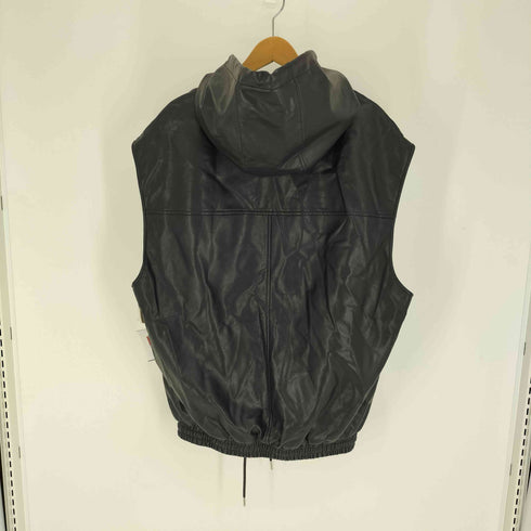 ザラ ZARA フェイクレザー ノースリーブ ジップパーカー ジャケット メンズ import:M