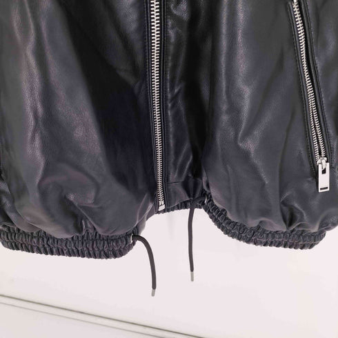 ザラ ZARA フェイクレザー ノースリーブ ジップパーカー ジャケット メンズ import:M