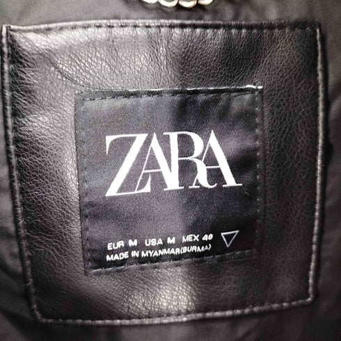 ザラ ZARA フェイクレザー ノースリーブ ジップパーカー ジャケット メンズ import:M