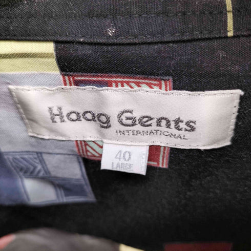 HAAG GENTS 総柄 L/Sレーヨンシャツ 開襟 ボックスシルエット メンズ US:40