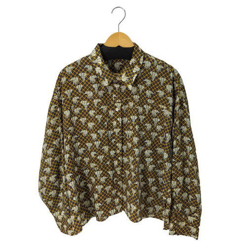 ザラ ZARA 象総柄L/Sサテンシャツ レディース JPN:L