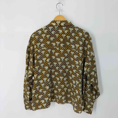 ザラ ZARA 象総柄L/Sサテンシャツ レディース JPN:L