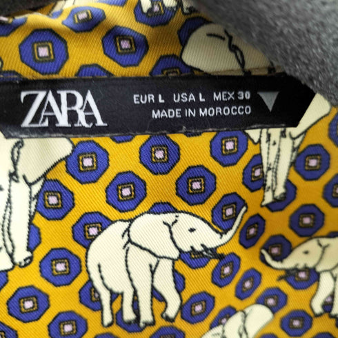 ザラ ZARA 象総柄L/Sサテンシャツ レディース JPN:L