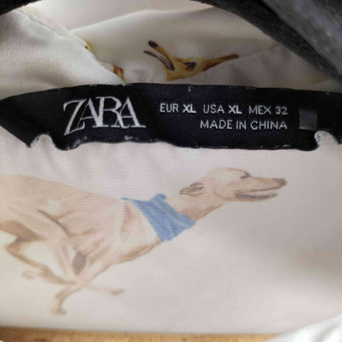 ザラ ZARA 犬総柄L/Sサテンシャツ レディース JPN:XL