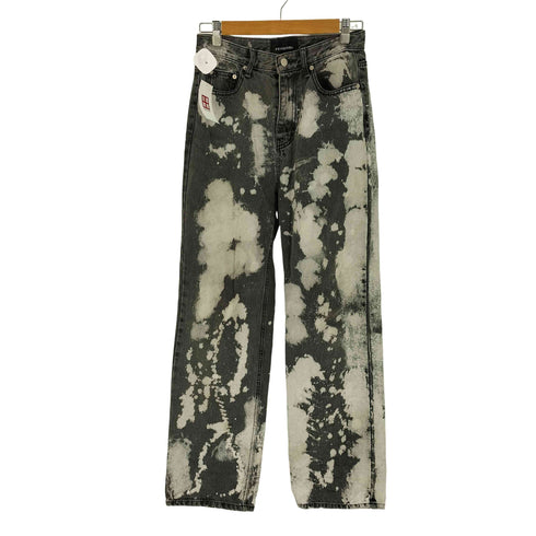 フェケテ FEKETE TIE-DYE WASHED HIGH WAIST WIDE LONG DENIM PANTS ブリーチ 加工 ブラック デニム パンツ レディース JPN:M