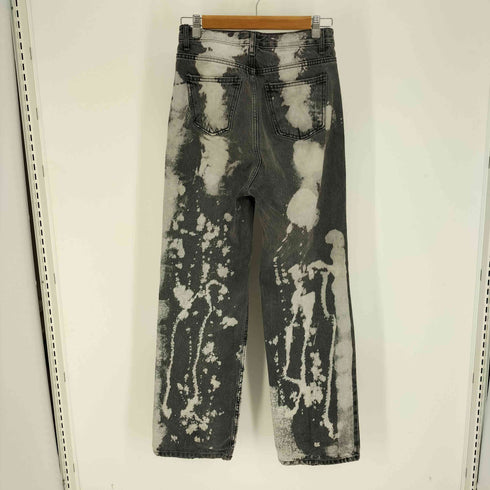 フェケテ FEKETE TIE-DYE WASHED HIGH WAIST WIDE LONG DENIM PANTS ブリーチ 加工 ブラック デニム パンツ レディース JPN:M