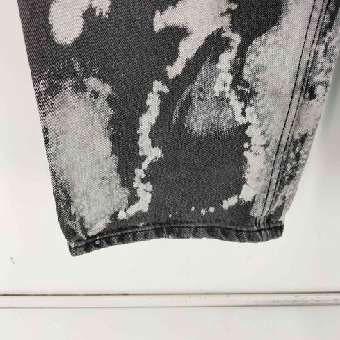 フェケテ FEKETE TIE-DYE WASHED HIGH WAIST WIDE LONG DENIM PANTS ブリーチ 加工 ブラック デニム パンツ レディース JPN:M