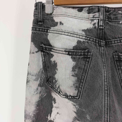 フェケテ FEKETE TIE-DYE WASHED HIGH WAIST WIDE LONG DENIM PANTS ブリーチ 加工 ブラック デニム パンツ レディース JPN:M