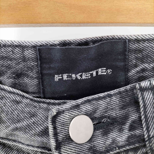 フェケテ FEKETE TIE-DYE WASHED HIGH WAIST WIDE LONG DENIM PANTS ブリーチ 加工 ブラック デニム パンツ レディース JPN:M
