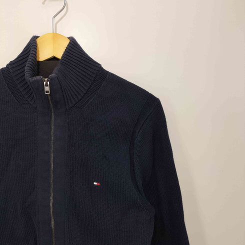 トミーヒルフィガー TOMMY HILFIGER ロゴ刺繍 ジップアップ ニットカーディガン ドライバーズニット メンズ import:L