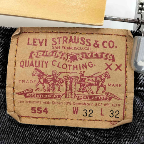 リーバイス Levis 90S 92年製 11月 USA製 ボタン裏532刻印 554 後染め ブラックデニムパンツ メンズ W32 L32