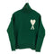アミアレクサンドルマテュッシ AMI ALEXANDRE MATTIUSSI GREEN Wool turtleneck sweater with logo メンズ