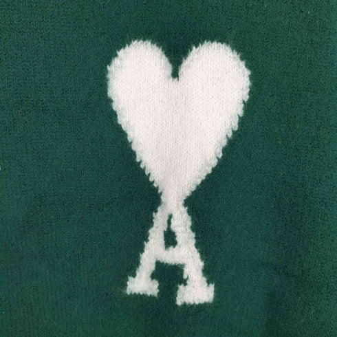 アミアレクサンドルマテュッシ AMI ALEXANDRE MATTIUSSI GREEN Wool turtleneck sweater with logo メンズ