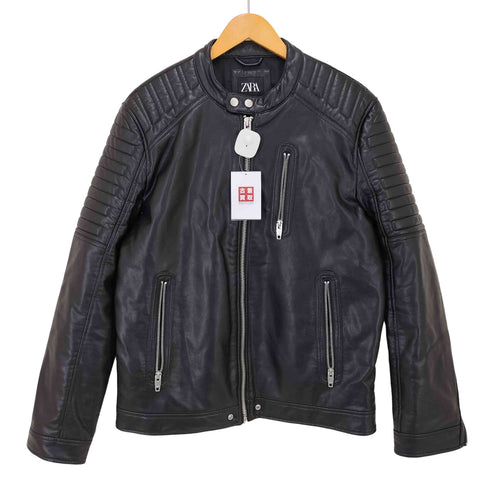 ザラ ZARA レザーライダースジャケット メンズ JPN:XL