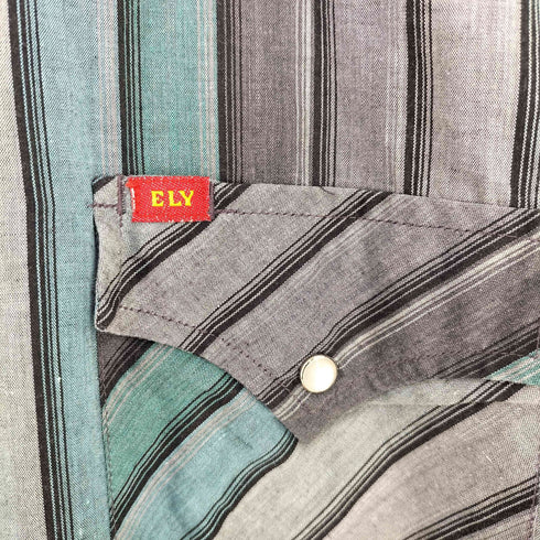 ELY PLAINS ストライプ ウエスタンシャツ メンズ import:L