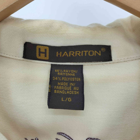 ハリトン HARRITON KEBOZ ロゴ 刺繍 スイッチングカラー レーヨンポリ 開襟 オープンカラーシャツ ボーリングシャツ メンズ import:L