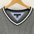 トミーヒルフィガー TOMMY HILFIGER ロゴ刺繍 リブライン Vネック コットン チルデン ニット セーター メンズ import:XL