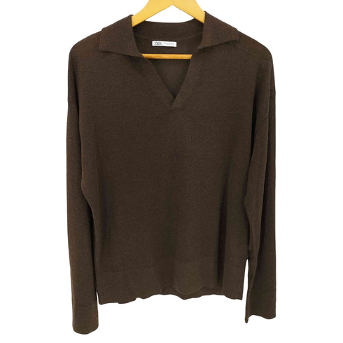 ザラ ZARA ニットポロシャツ L/S メンズ import:M