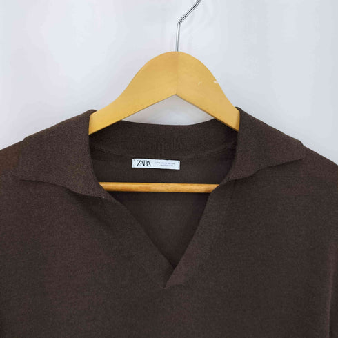ザラ ZARA ニットポロシャツ L/S メンズ import:M