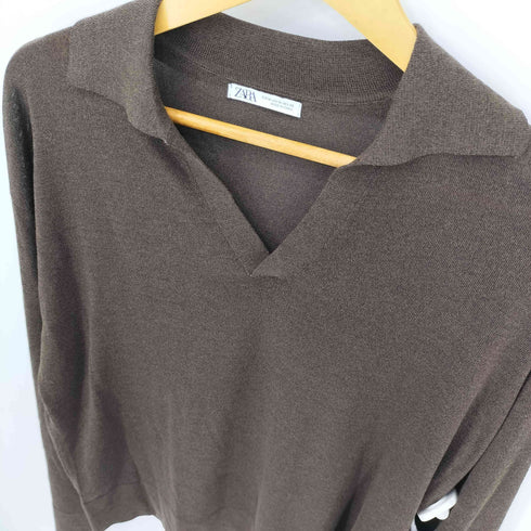 ザラ ZARA ニットポロシャツ L/S メンズ import:M
