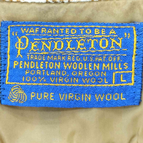 ペンドルトン PENDLETON 60S MADE IN USA ウールチェックオープンカラーシャツ 両フラップ 好配色 メンズ import:L