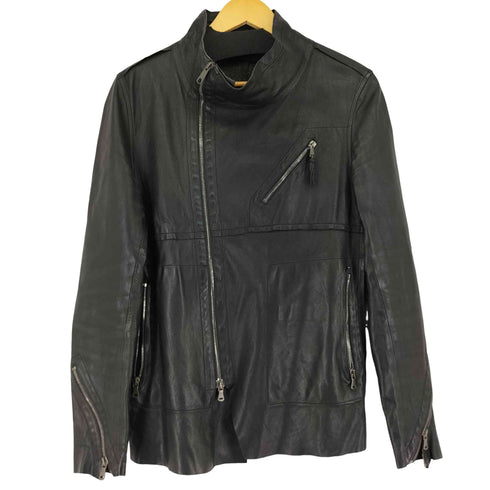 パッゾ PAZZO ダブルジップ シープレザーライダースジャケット ジップ加工 メンズ 44