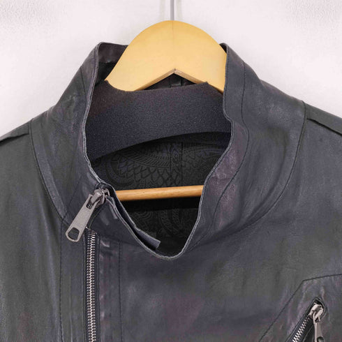 パッゾ PAZZO ダブルジップ シープレザーライダースジャケット ジップ加工 メンズ 44