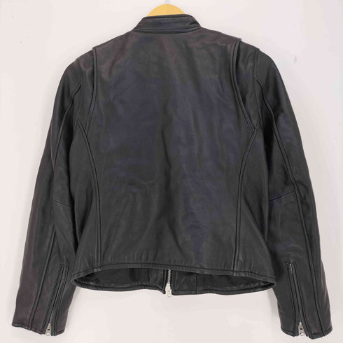 ジーナシス JEANASIS ラムレザー シングルライダース レザージャケット ダブルジップ レディース JPN:M