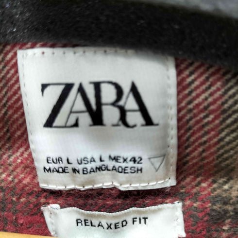 ザラ ZARA ジップアップチェックブルゾン 襟コーデュロイ フラップポケット メンズ JPN:L
