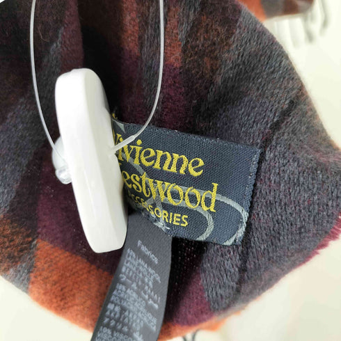ヴィヴィアンウエストウッド Vivienne Westwood イタリア製ロゴ刺繍ウールフリンジマフラー レディース