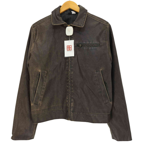 エイチアンドエム H&M ヴィンテージ加工 レザーブルゾン 短丈ボックス メンズ import:S