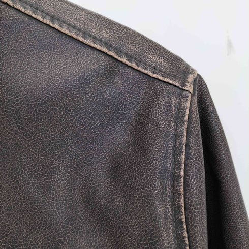 エイチアンドエム H&M ヴィンテージ加工 レザーブルゾン 短丈ボックス メンズ import:S