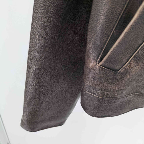 エイチアンドエム H&M ヴィンテージ加工 レザーブルゾン 短丈ボックス メンズ import:S