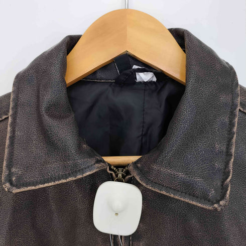 エイチアンドエム H&M ヴィンテージ加工 レザーブルゾン 短丈ボックス メンズ import:S