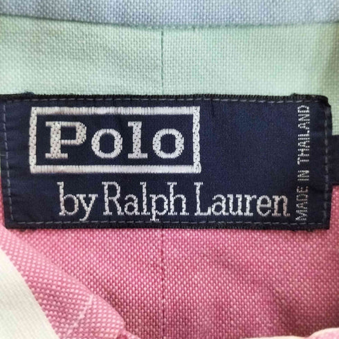 ポロバイラルフローレン Polo by RALPH LAUREN ポニー刺繍 マルチカラー ランダムストライプ ボタンダウンシャツ メンズ import:L