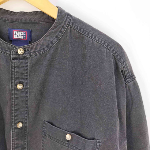 フェイデッドグローリー FADED GLORY 2ポケット バンドカラー ブラックデニムシャツ メンズ import:XL