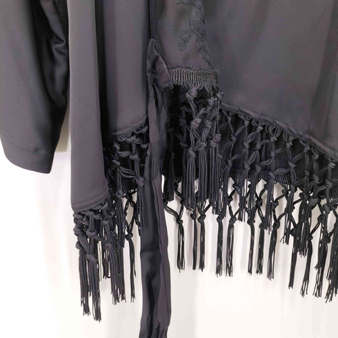 ザラ ZARA 花刺繍フリンジデザインブラウス レディース M