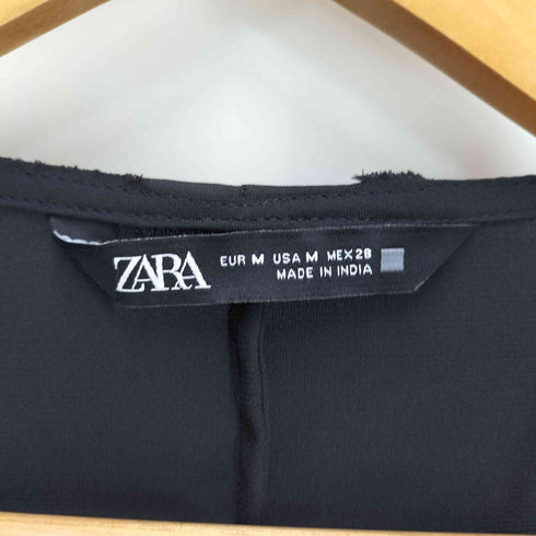 ザラ ZARA 花刺繍フリンジデザインブラウス レディース M