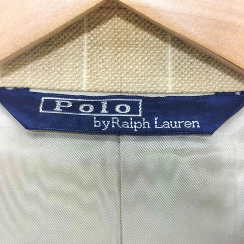 ポロバイラルフローレン Polo by RALPH LAUREN 90S 三角タグ ウール リネン シングル 2B ストライプ テーラードジャケット メンズ C96-W86-T175