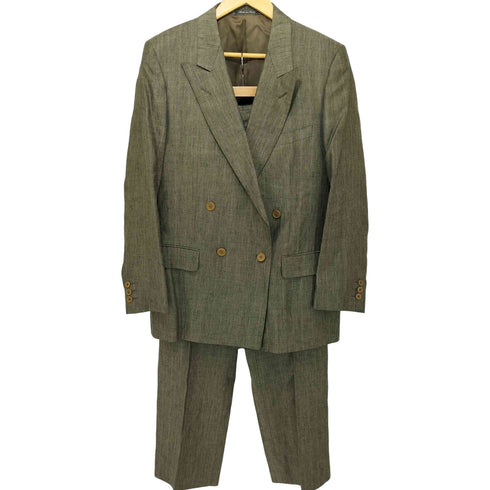 ermenegildo zegna イタリア製 リネン ピークドラペル ダブルプレスト テーラードジャケット メンズ 50