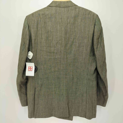ermenegildo zegna イタリア製 リネン ピークドラペル ダブルプレスト テーラードジャケット メンズ 50