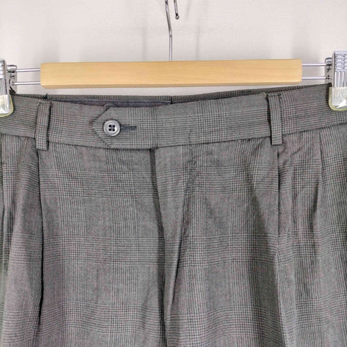JoS.A.BANK 80s USA製 PURE WOOL グレンチェック 2タックワイドスラックス メンズ