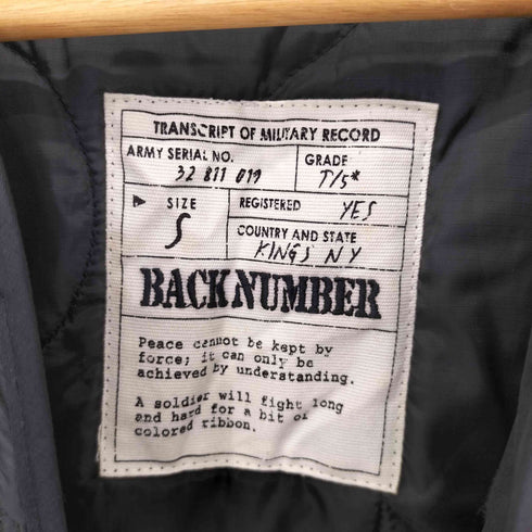バックナンバー BACK NUMBER M-65 キルティングライナー ブラック メンズ JPN:S